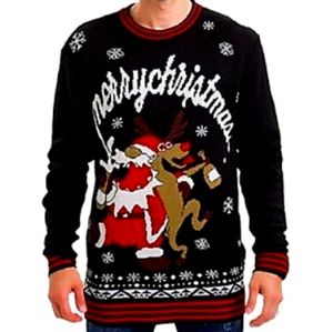 Drunk santa reindeer ugly sweater